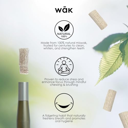 Stick, Natural Oral Wellness, Pure Miswak, Freshens Breath, Whitens Teeth, Enhances Focus, Promotes Good Habits, Brings Calm, Eco-Friendly, Stylish, Portable (Forest Green, Regular)