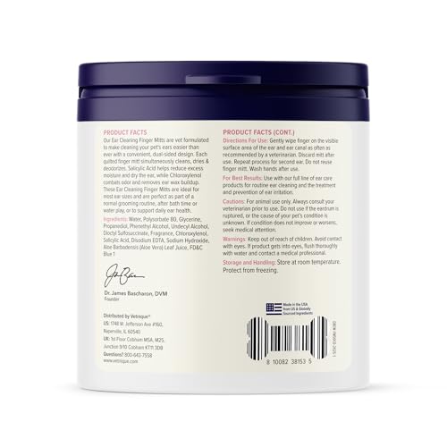 Oticbliss Ear Care Bundle with Cleaning & Drying Ear Finger Mitts 50 Ct. and Vet-Strength Ear Infection Drops with MicroSilver for Cat & Dog Ear Cleaning, Drying, & Ear Infections