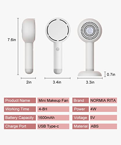 3-In-1 Mini Handheld Fan with Mirror for Makeup, Portable Makeup Fan Black