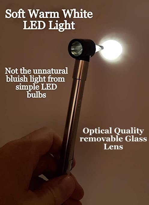 Third Generation Dr Mom Slimline Stainless LED Pocket Otoscope with Soft White Natural Hue Light Spectrum in Clamshell Packaging - BeesActive Australia