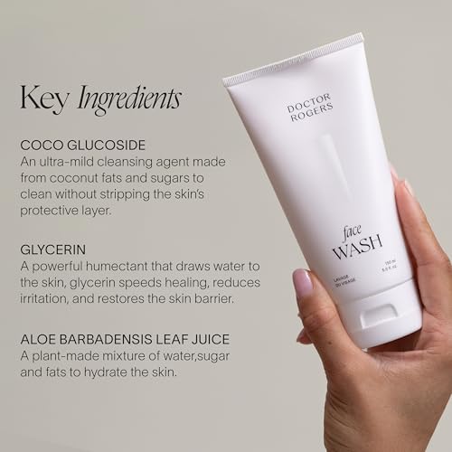 Doctor Rogers Face Wash, Gentle Hydrating Gel Cleanser for All Skin Types, Removes Makeup and Impurities, Non-comedogenic, Fragrance-free, 5 Oz (150ml) FW-200
