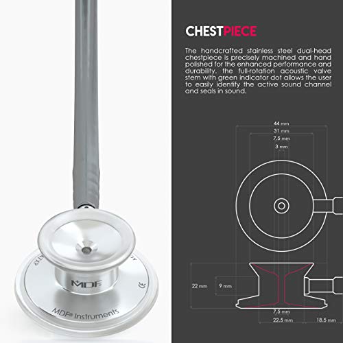 MDF Instruments Acoustica Lightweight Stethoscope for Doctors, Nurses, Students, Silver/Gray tube + MDF LUMiNiX Illuminator Medical Professional Diagnostic Penlight