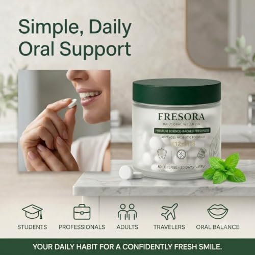 Bad Breath Treatment for Adults, 30 Chewable Tablets with Blis K12 & M18, Mint, Oral Health Support