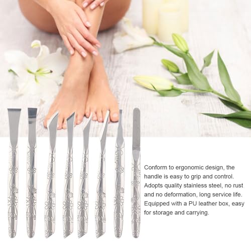 Pedicure Knife Set for Feet, 8Pcs Nail Knife for Ingrown Nails, Stainless Steel Podiatry Tools Professional with PU Leather Box, Callus Scraper Set for Care Feet Grooming