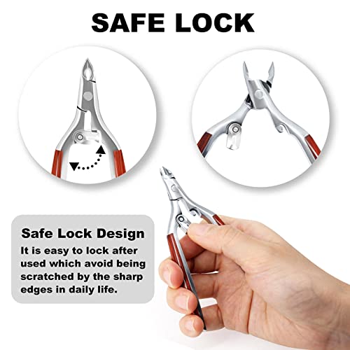 Cuticle Nippers Professional Cuticle Trimmer, Luxurious Wooden Handle Hang Nails Cuticle Cutter Remover Tools Alicate Para Uas for Pedicure Manicure, Stainless Steel