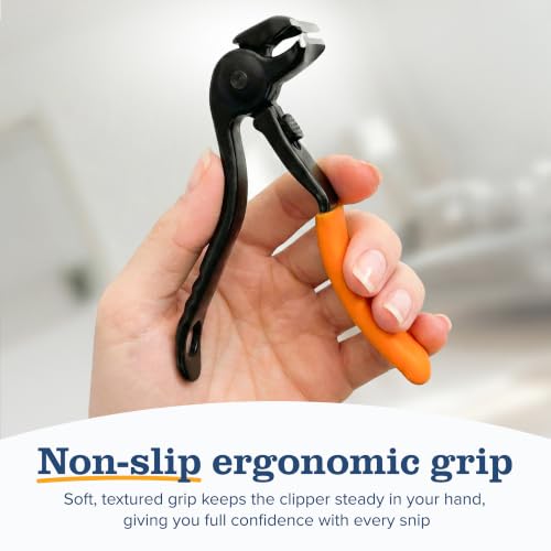 EZPIK Thick Toe Nail Clippers for Seniors with Nail File Set, Ergonomic Nail Cutter with 4.8” Long Handle, Angled Head & Stainless Steel Blades, Comfortable Toenail Clippers for Weak & Arthritic Hands