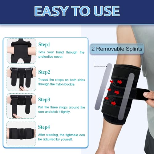 Elbow Brace, Adjustable Elbow Splint for Tennis Elbow Support Black One Size