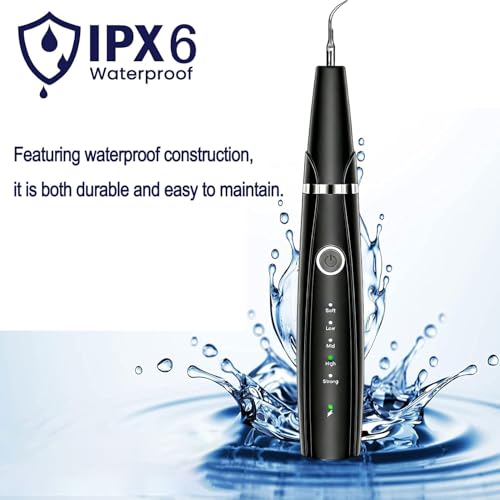 Sonic Dental Cleaner, Dental Cleaner with LED Light, 5 Modes Teeth Cleaning Tool, 3 Replaceable Heads for Home & Travel, IPX6 Waterproof