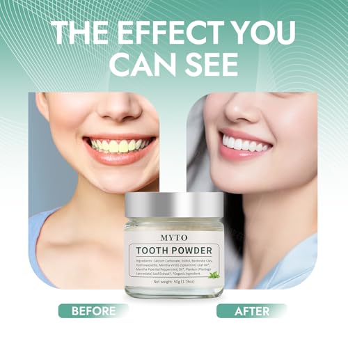 MYTO Tooth Powder, Peppermint Hydroxyapatite, Fluoride Free, 1.76 oz