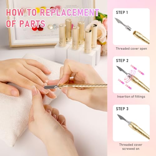 4-in-1 Cuticle Pusher Remover and Cutter, Professional Stainless Steel Pre-treatment Cuticle Pusher, Spoon Shaped Nail Cleaner, Cuticle Pusher with 100#/180# Grit Sandpaper Sheets for Manicure
