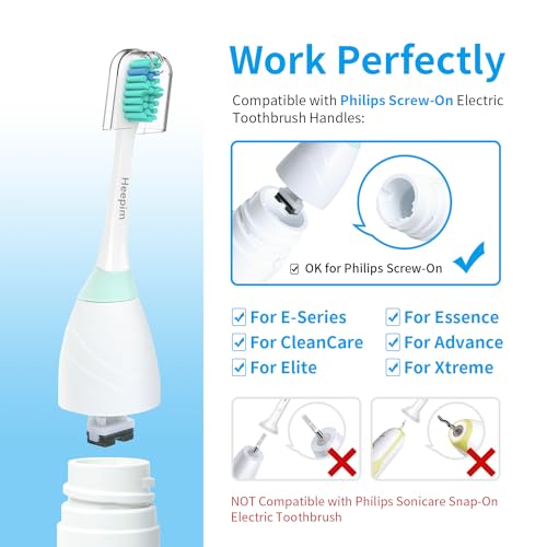 Replacment Heads Compatible with Philips Sonicare, for E-Series Essence, for Xtreme, for Elite, for Advance, and for CleanCare Electric Toothbrush, Toothbrush Replacment Heads Refills, 6 Pack 6-pack