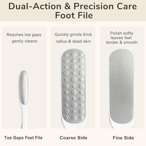 HANMU Dual-Sided Foot File & Toe Callus Remover Set - Durable Foot Scrubber