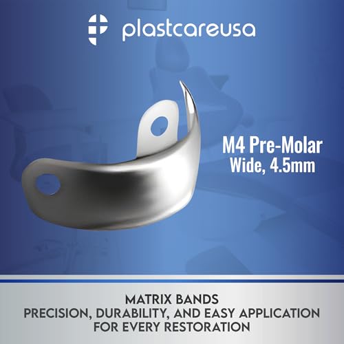 100 4.5mm M4 Decidious (Medium) Dental Metal Matrices Sectional Contoured Matrix Refills by PlastCare USA 4.5mm M4 Pre Molar (Medium) 100