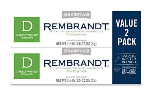 REMBRANDT 1 Week 14 Treatment Custom-Fit Whitening Strips + Peroxide Whitening Toothpaste, Removes Tough Stains, Enamel-Safe