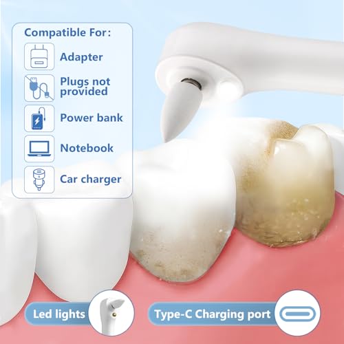 Teeth Whitening Polisher Kit, 6 Heads, 5 Modes, USB-C LED Cleaning Tool