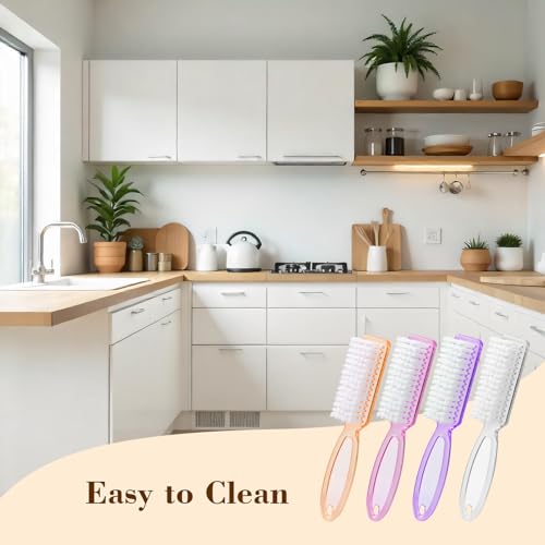 Nail Brush for Cleaning Fingernails, Larbois 4 Pack Deep Cleaning Fingernail Brush for Cleaning Nail Scrubber Brush Heavy Duty Foot Brush Handle Grip Nail Brushes for Toes and Fingernails Color-0