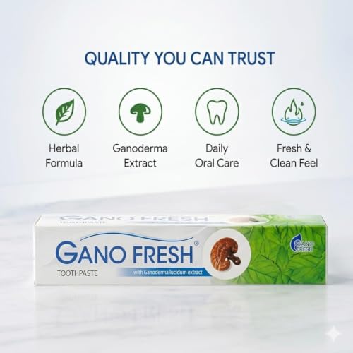 Gano Fresh Toothpaste with Ganoderma – Natural Herbal Fluoride-Free Toothpaste for Fresh Breath, Gum Health & Clean Teeth, Long-Lasting Freshness, 2 Pack