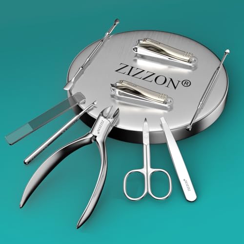 ZIZZON Manicure Set Professional Stainless Steel Toenail and Fingernail Clippers Set 9 in1 Pedicure and Grooming kit with Travel Case (Orange) Orange