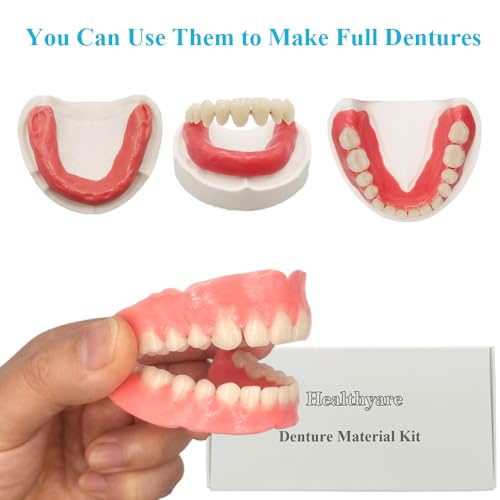 Healthyare Denture Material Kit for Repair Missing Teeth or DIY Full Denture Fake Teeth, Natural