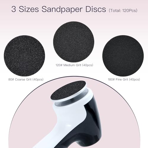 APRELM Rechargeable Electric Foot Callus Remover with 3-Sizes 120Pcs Sandpaper Discs, Professional 1000RPM 3-Speed Control Electric Foot File (E7 Black)