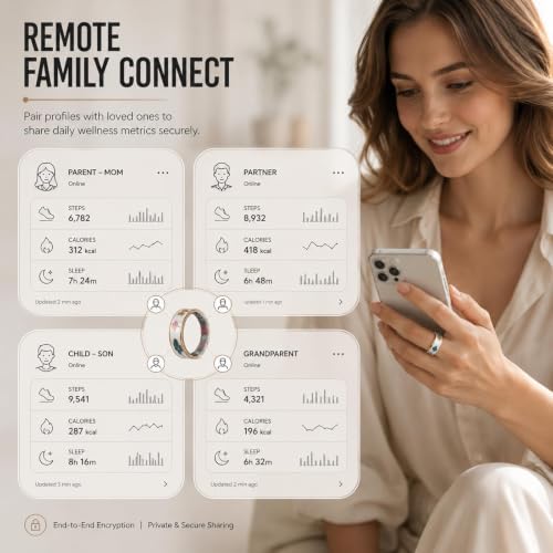 Smart Ring for Women with Enamel Health Ring Fitness Ring Fitness Tracker with Sleep Heart Rate Monitoring Distance Pedometer Calorie for Android iOS 7