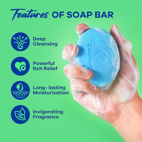 Charmpoo Antifungal Soap with Itch Relief: Effectively Relieve Itching Burning Cracking Caused by Jock Itch Athlete's Foot Ringworm Rashes - Gentle Acidified Bath Soap for Adults and Kids 4.5 oz