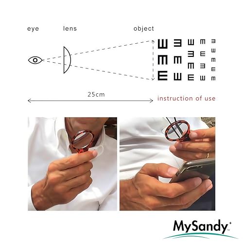 3X Magnifying Glass Portable Pocket Size with Leather Strap - Fashionable Magnifier for Reading Labels, Newspapers & Tickets (Gift Ready with Luxury Pouch) (3, Black -Red-Green) 3