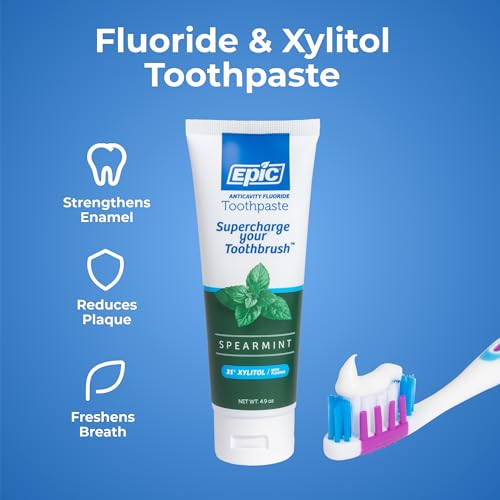 Epic Dental Sugar Free Oral Care Set – 144-Piece Spearmint Gum, 360 Peppermint Mints, 2 Tubes Spearmint Fluoride Toothpaste – Aspartame Free, Dentist Approved, Helps with Dry Mouth & Cavity Care