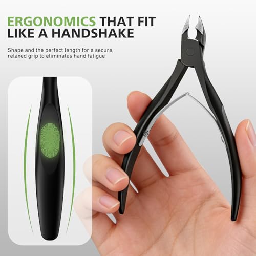 BALUCA Nail Cuticle Trimmer – Professional Stainless Steel Cuticle Clippers Nail Cuticle Remover Tool, Precision Nail Nippers Professional for Dead Skin, Cuticle Cutter with Ergonomic Handle (Black) Black