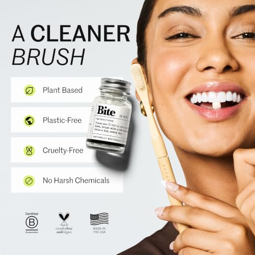 Bite Whitening Toothpaste Tablets – 2 Months – Fluoride Free, Nano Hydroxyapatite + Xylitol, Mint – Vegan, Cruelty-Free, Made in USA, Sensitive Teeth, Travel Size, Adults, Kids, (2 Bottles, 124 Tabs)