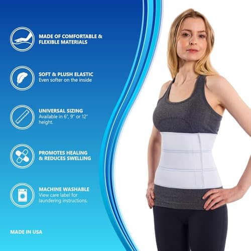 NYOrtho Abdominal Binder Lower Waist Support Belt - Compression Wrap for Men and Women MADE IN USA 3 Panel - 9" High 30-45 Inch (Pack of 1)