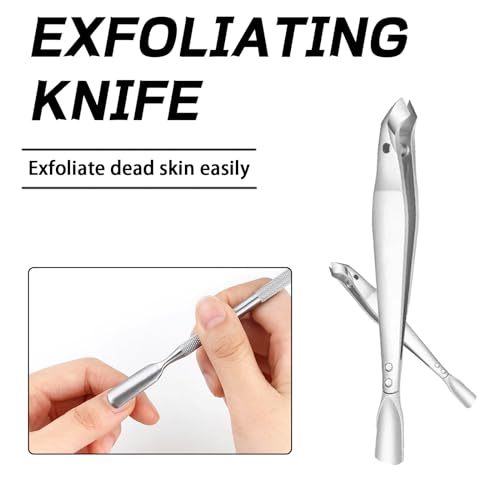 Professional 2-in-1 Mini Cuticle Nipper with Pusher Stainless Steel Nail Cutter and Trimmer for Women Angled Clippers with Pouch Portable Manicure Tool for Precise Cuticles Removal