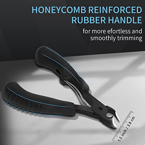 BLESWIN Podiatrist Toenail Clippers Professional, Super Sharp Toe Nail Clippers for Thick Toenail for Seniors or Ingrown Nail, Heavy Duty Toe Nail Nipper with Pedicure Knife 2pcs Black