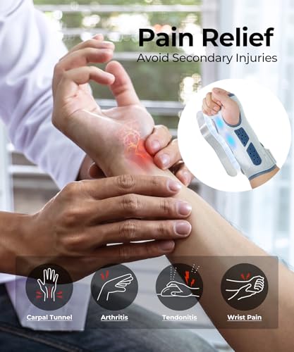 CURECARE Wrist Brace for Carpal Tunnel & Tendonitis, Firm Support Wrist Stabilizer, Adjustable, Breathable Wrist Immobilizer Left & Right Hand, One Size Fit Most (Navy) Navy