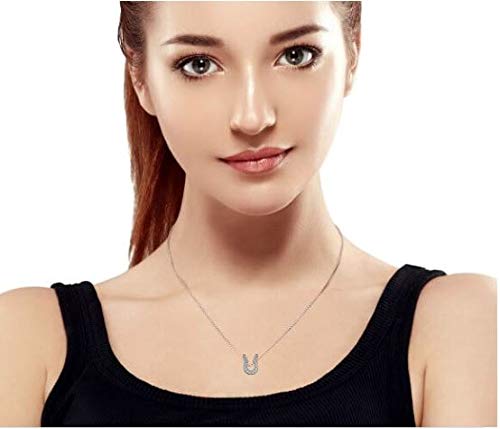 CZ Pave Cubic Zirconia Lucky Good Luck Horseshoe Pendant Necklace Western Jewelry For Women Teen 14K Gold Plated .925 Sterling Silver Clear - BeesActive Australia