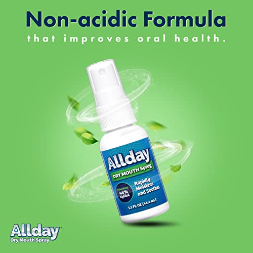 Allday Dry Mouth Spray - Maximum Strength Xylitol, Fast Acting, Long Lasting, Non-Acidic (Pack of 4) 1.5 Fl Oz (Pack of 4)