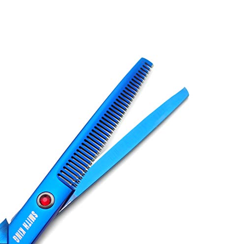 7.0 Inches Professional hair cutting thinning scissors set with razor (Blue) 7.0 Inch Blue