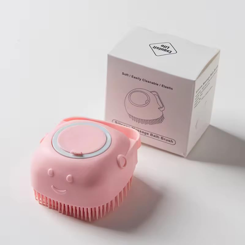 Dog Bath Brush, Scrubber Shampoo Massage Dispenser Grooming Soft Silicone Scrubber For Bath Water Brush For Dogs Dog Washing Brush Bath Scrubber For Pets (Pink) Pink