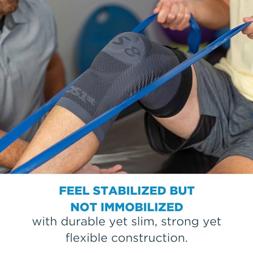 OrthoSleeve Stabilizing Compression Knee Brace KS8 with Patella Stabilizer Ring, Stability Splints and Adjustable Top for Knee Pain, Arthritic Knees, Post-Surgery and Swelling (Medium) Medium