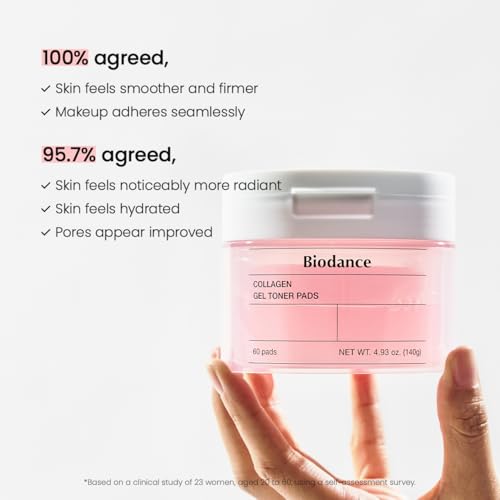 Biodance Collagen Gel Toner Pads, Pore Minimizer for Face, Improving Elasticity, Plumping Toner Pads for Sensitive Skin, Pre-Soaked Pads, Korean Skin Care, Mothers Day Giftsㅣ60 Pads