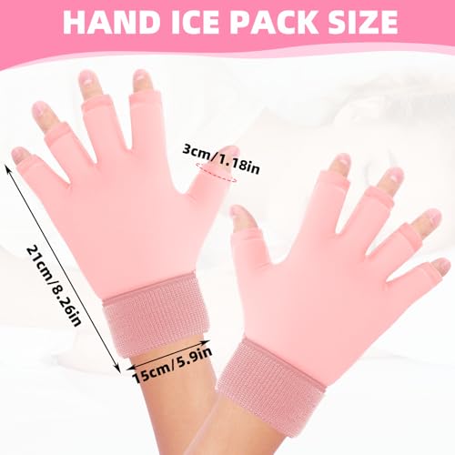 JFHNMLW Finger Arthritis Compression Hand Ice Pack Gloves for Pain Relief, Adjustable Pink Wrist Ice Pack for Hot Cold Therapies, Reusable Gel Finger Ice Gloves Sleeve for Tendinitis, Carpal Tunnel