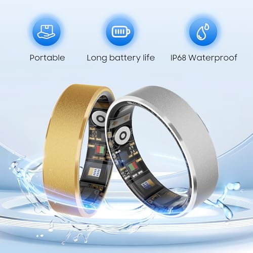 Smart Health Ring, Featuring Stress and Sleep Monitoring Functions, Compatible with iOS and Android,Waterproof Fitness Tracker for Women & Men, No Subscription Fee. (Silver, 9) Silver