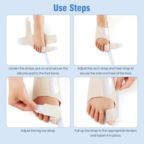 Bunion Corrector for Women Big Toe & Men – Adjustable Bunion Splint with Gel Pad for Bunion Relief – One Size Fits Most, 1 Pair