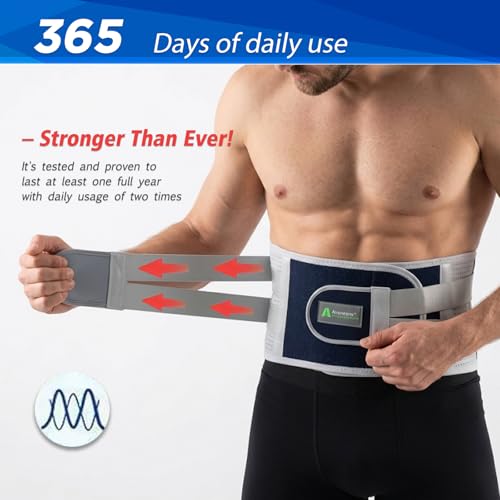 Back Brace for Lower Back Pain Relief from Herniated Disc, Sciatica & Scoliosis, Ergonomic Adjustable Breathable Lumbar Support Belt for Women & Men, Wide Area Support with Enhanced 3D Support Strips M(Fits waist 27"-34")
