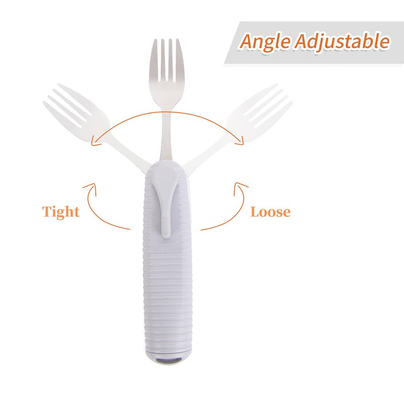 Adaptive Utensils Set, Angle Adjustable Arthritis Aid Silverware for Parkinsons, Hand Tremors, with Non-Slip Easy Grip Handle (2 Count (Spoon + Fork)) 2 Count (Spoon + Fork) - BeesActive Australia