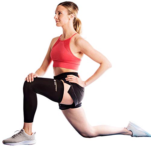 Copper Joe Full Leg Compression Sleeve - Ultimate Copper Infused, Support for Knee, Thigh, Calf, Arthritis, Running and Basketball. Single Leg Pant For Men & Women (Large) Black Large (Pack of 1)