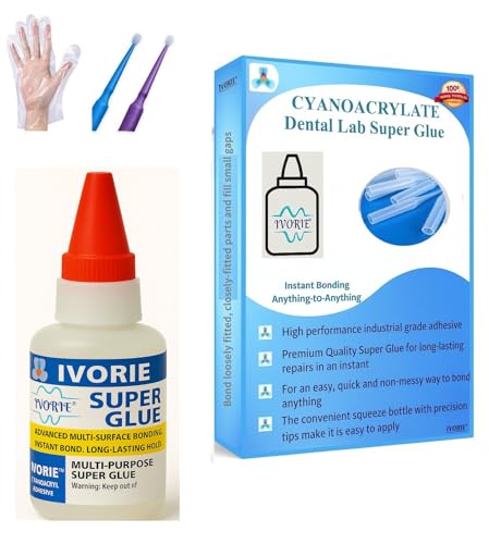 Super Glue Adhesive Instant Bonding Cyanoacrylate Acrylic - Dental Laboratory Tools (Transparent Clear Color - 20gr) Transparent Clear Color - 20gr