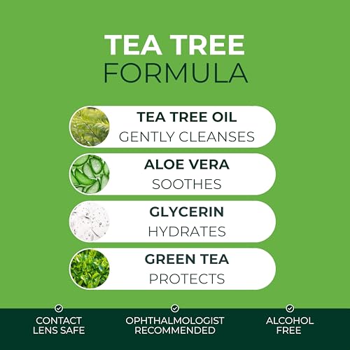 NOVEHA 60PCs Tea Tree Oil Eyelid & Lash Wipes | With Hyaluronic Acid, Green Tea & Chamomile For Blepharitis, Itchy & Stye Eyes, Individually Wrapped, Natural Eyelash Makeup Remover & Daily Cleanser 60 Count (Pack of 1)