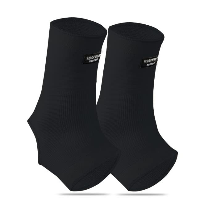 SPOTBRACE Ankle Brace Compression Sleeve(2 PACK),Breathable Ankle Support For Men Women, Foot Compression Sock for Swelling, Plantar Fasciitis, Sprain Black Large(2 PACK)
