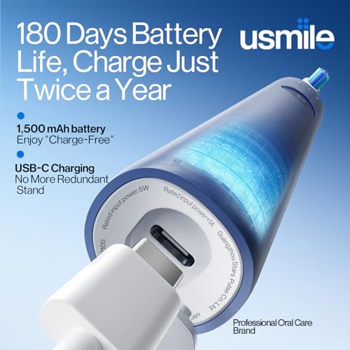 usmile P10S Sonic Electric Toothbrush, 180-Day Battery, Blue
